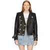 Balmain Button-embellished Leather Biker Jacket In Black