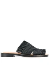 Loewe Black Raffia Mule Sandals