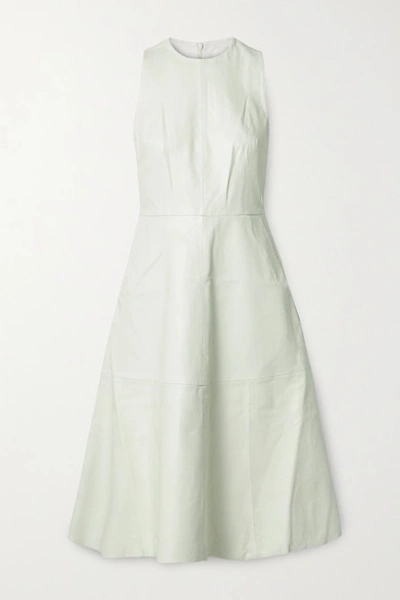 Remain Birger Christensen Portia Leather Fit & Flare Dress In Bright White