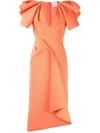 Acler Redwood Gathered Midi Dress In Orange