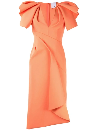 Acler Redwood Gathered Midi Dress In Orange