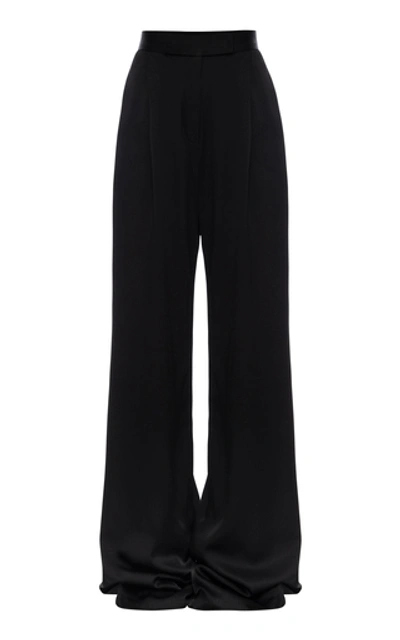Alex Perry Harley High-waist Flared Satin Trousers In Black