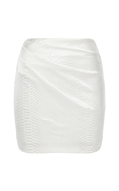 Alex Perry Harley Snake-effect Satin Mini Skirt In White