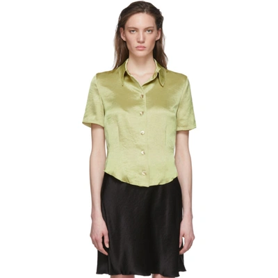 Nanushka Clare Hammered-satin Shirt In Green