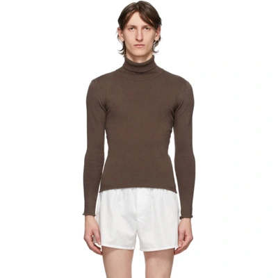 Ludovic De Saint Sernin Brown Knit Turtleneck In Dark Chocol