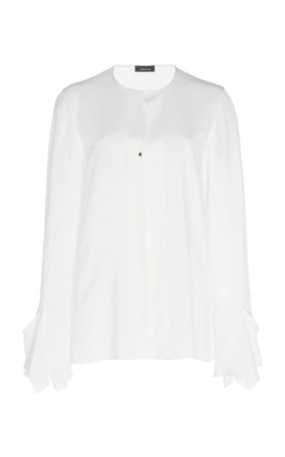 Akris Button-down Silk Blouse In White