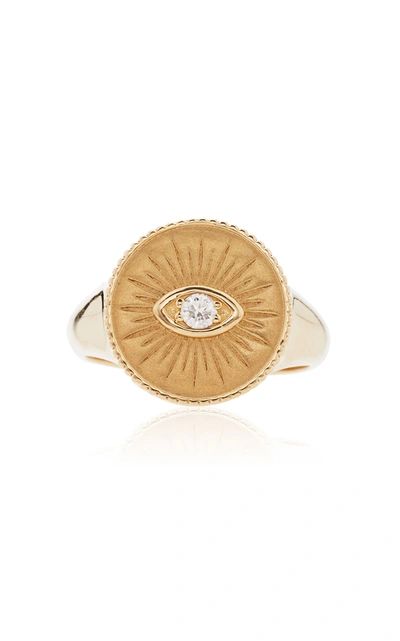 Sydney Evan Women's 14k Yellow Gold Marquis Eye Coin Signet Ring