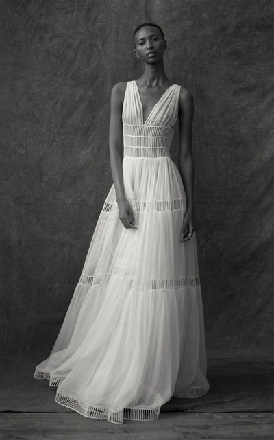 Maison Rabih Kayrouz Silk Sleeveless Cut Out Gown In White