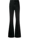 J Brand Flared High-waisted Jeans In Black