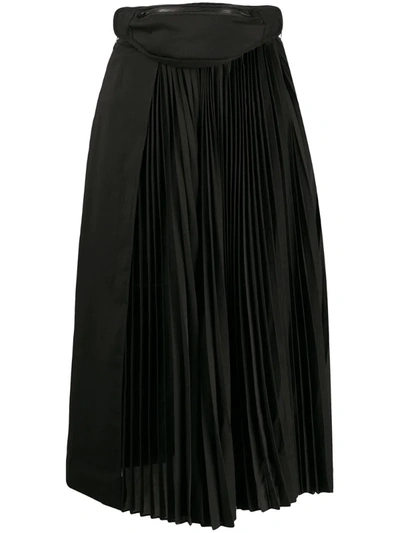 Juunj Belt Bag Pleated Skirt In Black