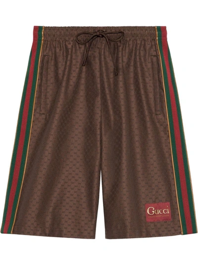 Gucci Gg Logo Shorts In Brown