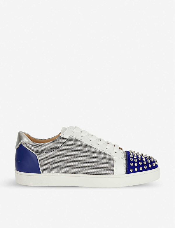 Christian Louboutin Seavaste Spikes Leather & Canvas Low-top Sneakers In  Version Blue | ModeSens