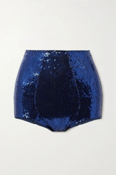 Dolce & Gabbana Sequined Tulle Briefs In Midnight Blue