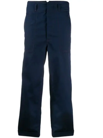 Marni Wide-leg Cotton Trousers In Blue