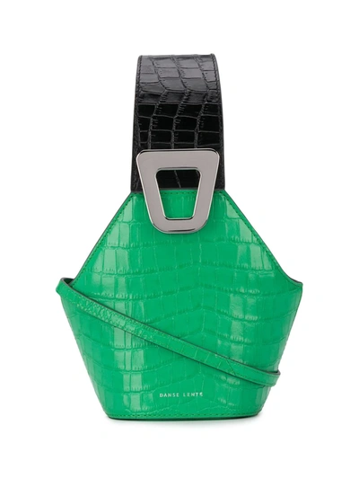 Danse Lente Xs Johnny Crocodile-effect Leather Bag In Emerald Black