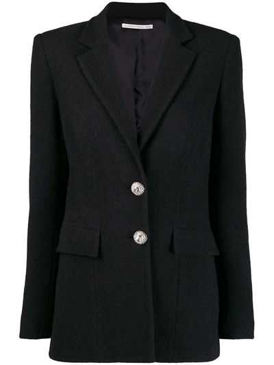 Alessandra Rich Single-breasted Tweed Blazer In Black