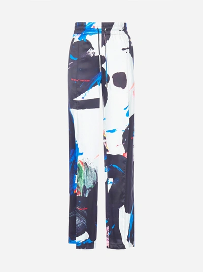 Off-white Trouseraloni Sportivi Brushstrokes In Viscosa In Black