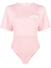 Gcds Gilda Logo Stretto Cotton Tee-bodysuit In Pink