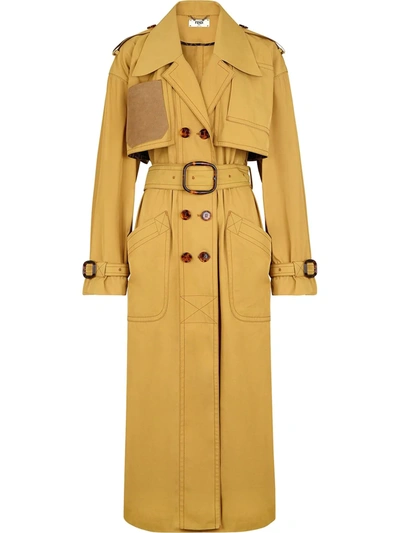 Fendi Women's Belted Nylon Trench Coat In Yellow