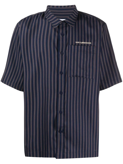 Han Kjobenhavn Short Sleeve Stripe Shirt In Blue
