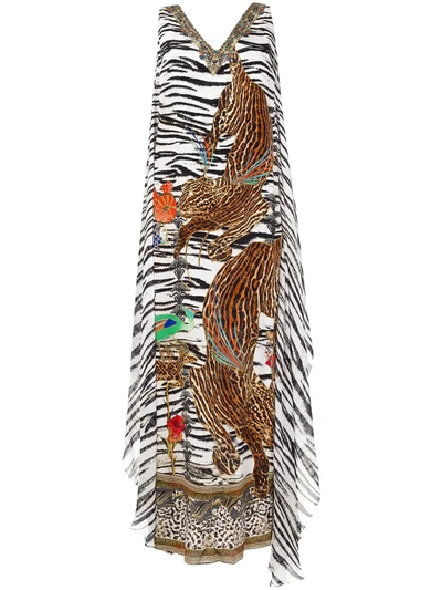Camilla Layered Crystal-embellished Printed Chiffon And Silk Crepe De Chine Maxi Dress In Animal Print