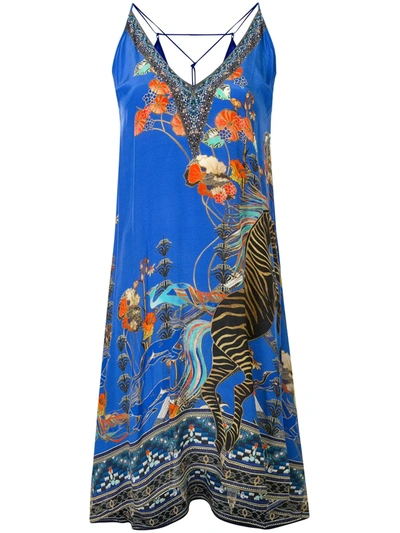 Camilla Tree Of Life Strappy Dress In Blue