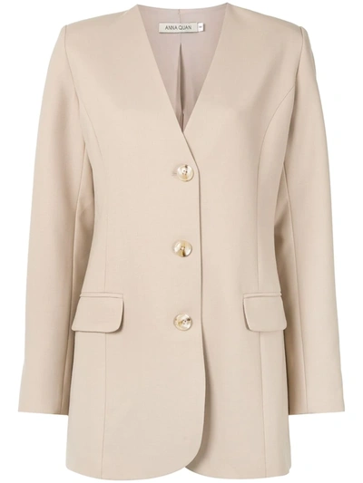 Anna Quan Peyton Oversized Blazer In Brown