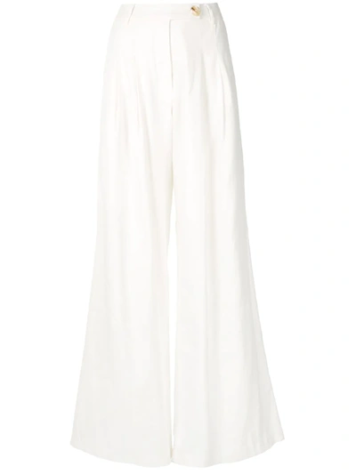 Anna Quan Mateo Pleated Wide Leg Trousers In White