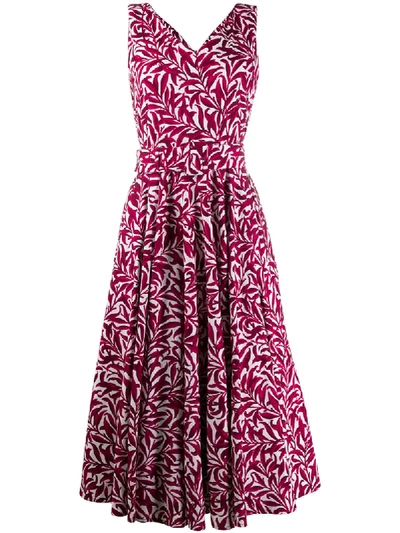 Samantha Sung Aster Cs Midi Dress S/s Boat Neck In White Pink