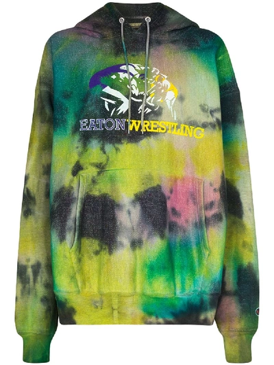Stain Shade Eaton Wrestling Tie-dyed Hoodie In Green