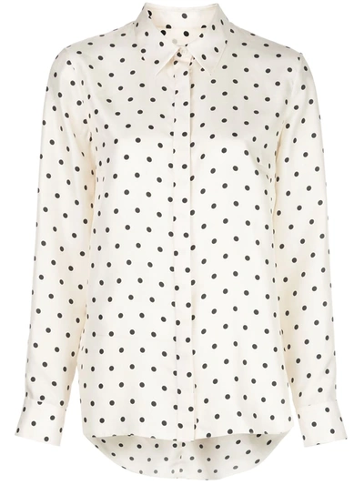 Adam Lippes Polka-dot Silk Twill Menswear Shirt In Ivory