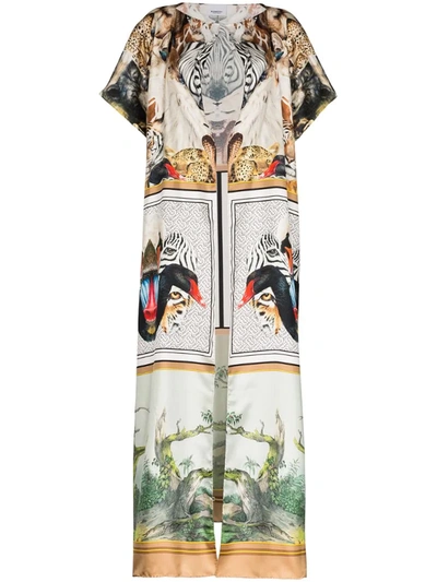 Burberry Animalia Print Long Cape In Multicolor