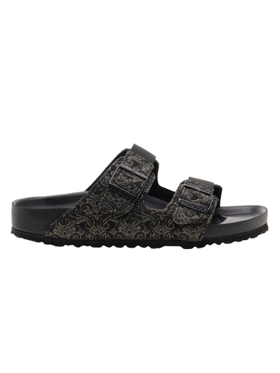 Birkenstock Black Brocade Slide Sandals
