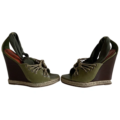 Pre-owned Saint Laurent Leather Sandals In Green