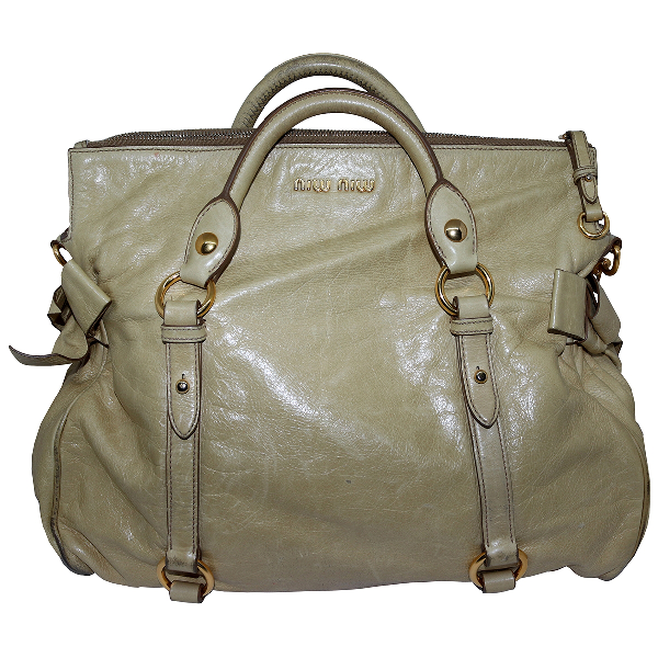 Preowned Miu Miu Bow Bag Beige Leather Handbag ModeSens