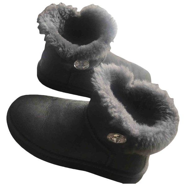 Preowned Ugg Grey Faux Fur Ankle Boots ModeSens
