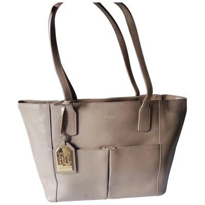 Pre-owned Lauren Ralph Lauren Leather Handbag In Beige