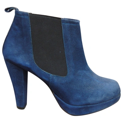 Pre-owned Ganni Ankle Boots In Blue