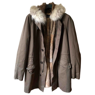 Pre-owned Yves Salomon Khaki Rabbit Coat