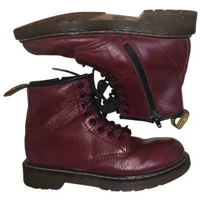 Pre-owned Dr. Martens' Leather Biker Boots In Burgundy