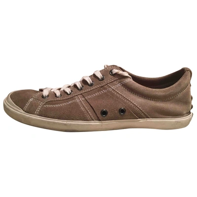 Pre-owned Ndc Leather Low Trainers In Beige