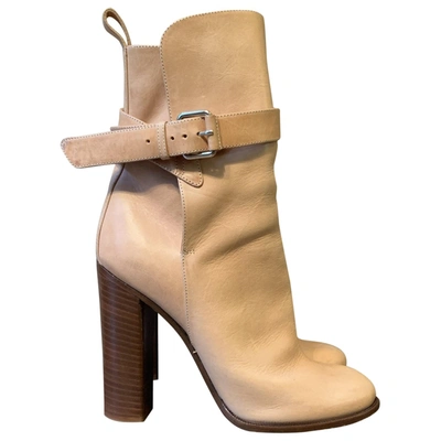 Pre-owned Celine Leather Buckled Boots In Camel