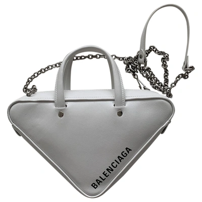 Pre-owned Balenciaga Triangle Leather Crossbody Bag In White