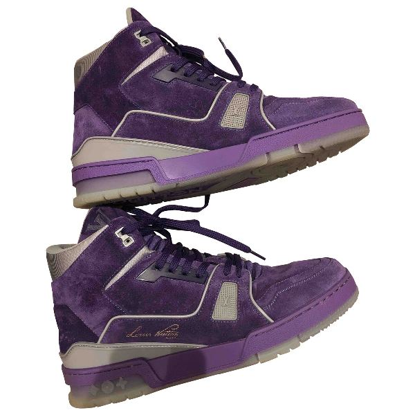 Pre-Owned Louis Vuitton Montant Lv Trainer Purple Suede Trainers | ModeSens