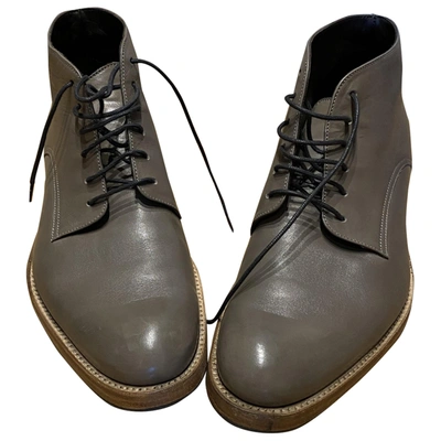 Pre-owned Dior Leather Boots In Grey