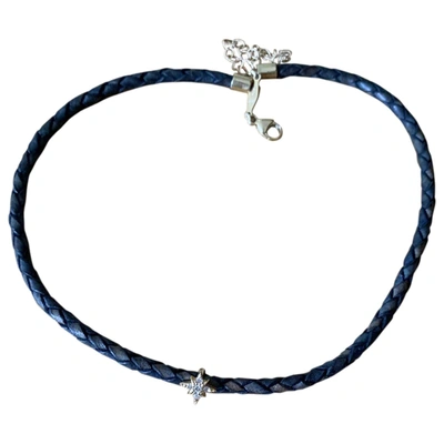 Pre-owned Jacquie Aiche Leather Necklace In Blue