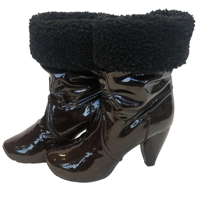 Pre-owned Marc Jacobs Patent Leather Boots In Brown