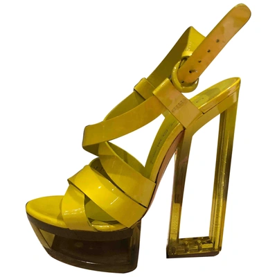 Pre-owned Casadei Patent Leather Sandals In Yellow