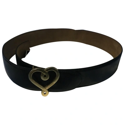 Pre-owned Moschino Leather Belt In Black