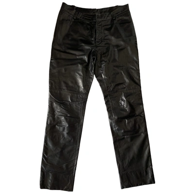 Pre-owned Costume National Leather Trousers In Black